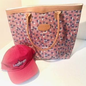 LONGABERGER PATRIOTIC TOTE BAG and BASEBALL CAP.